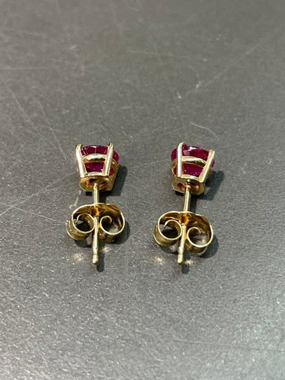 14K Yellow Gold Ruby Stud Earring