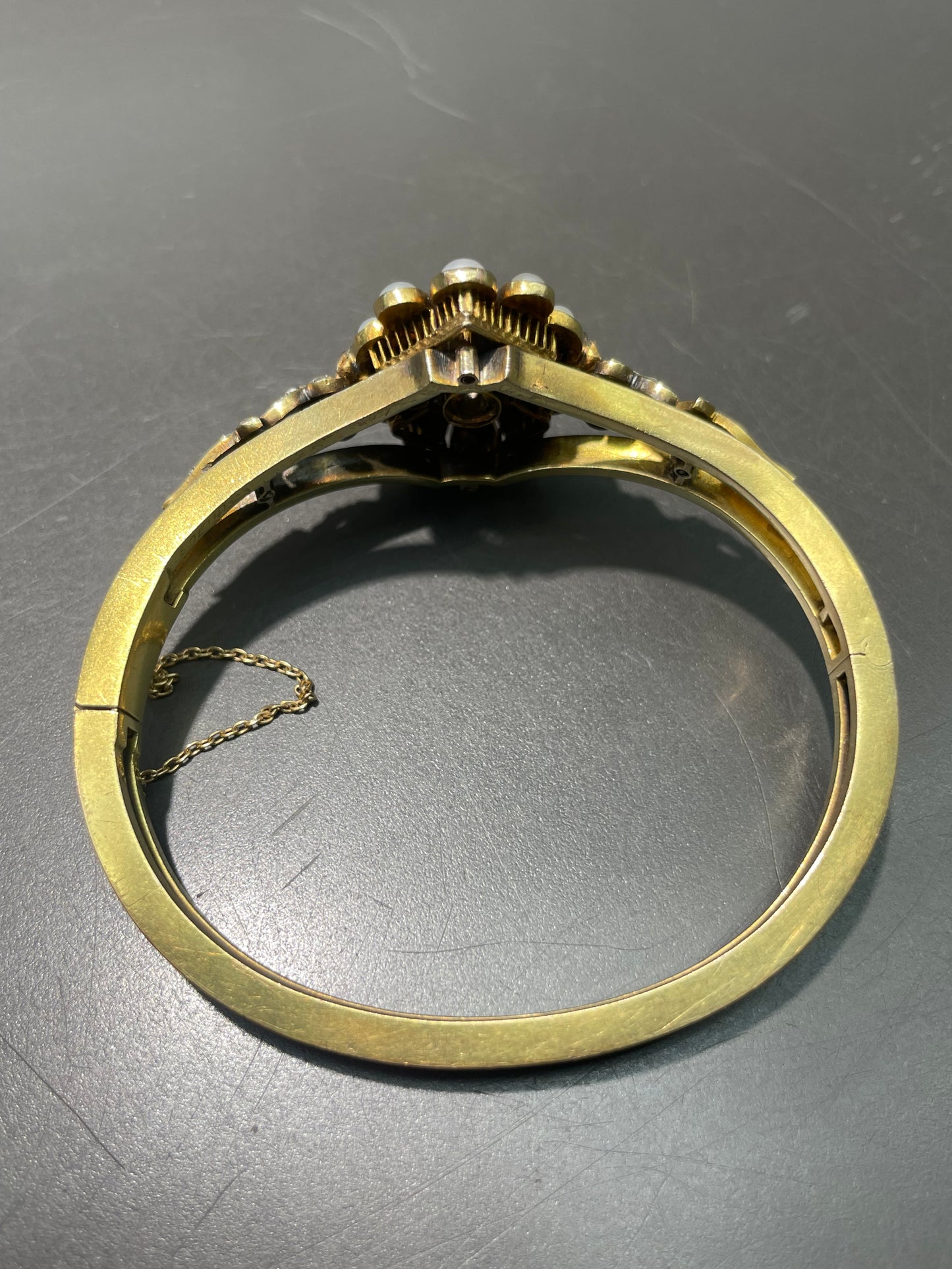 Bracelet antique en or 14 carats avec diamants saphir et perles naturelles antiques