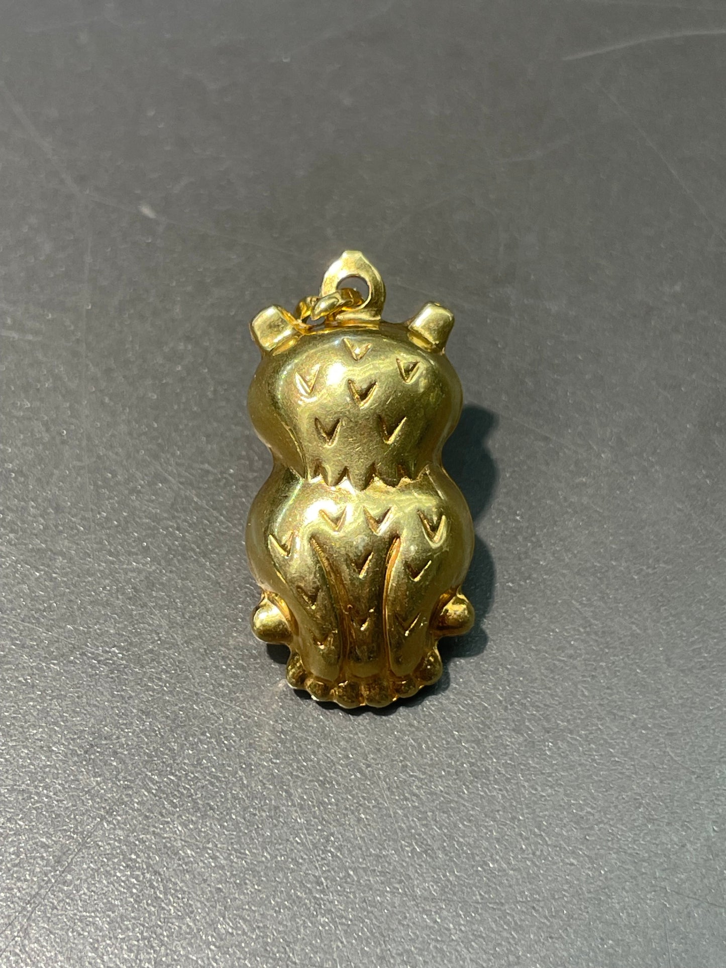 Vintage 18K Yellow Gold Owl Charm Pendant