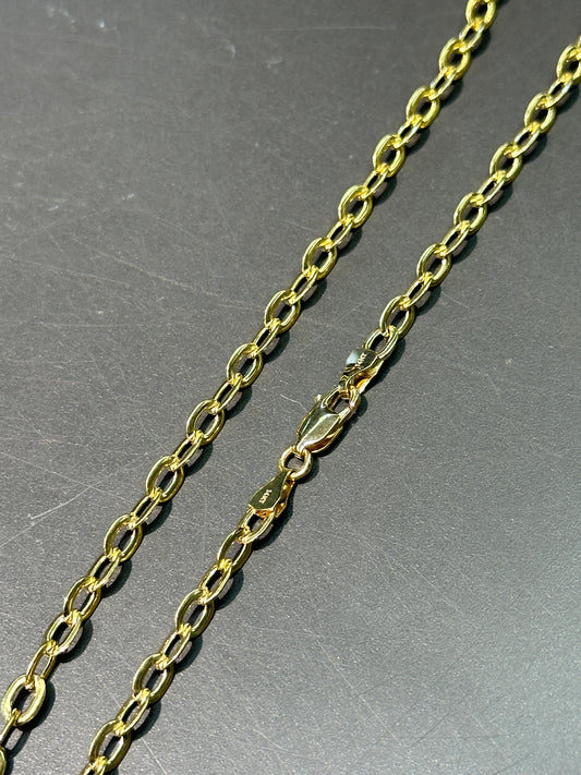 14K Gold Solid Flat Rollo Link Chain Necklace 18 inch