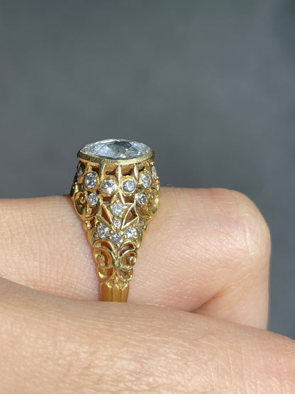 Antique 18K Gold 1.0 CTW Rose Cut Marquise Cut Diamond Ring