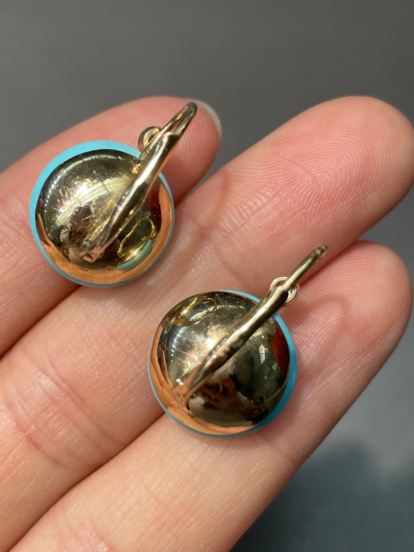14K Gold Persian Turquoise 0.10 CTW Diamond Earring