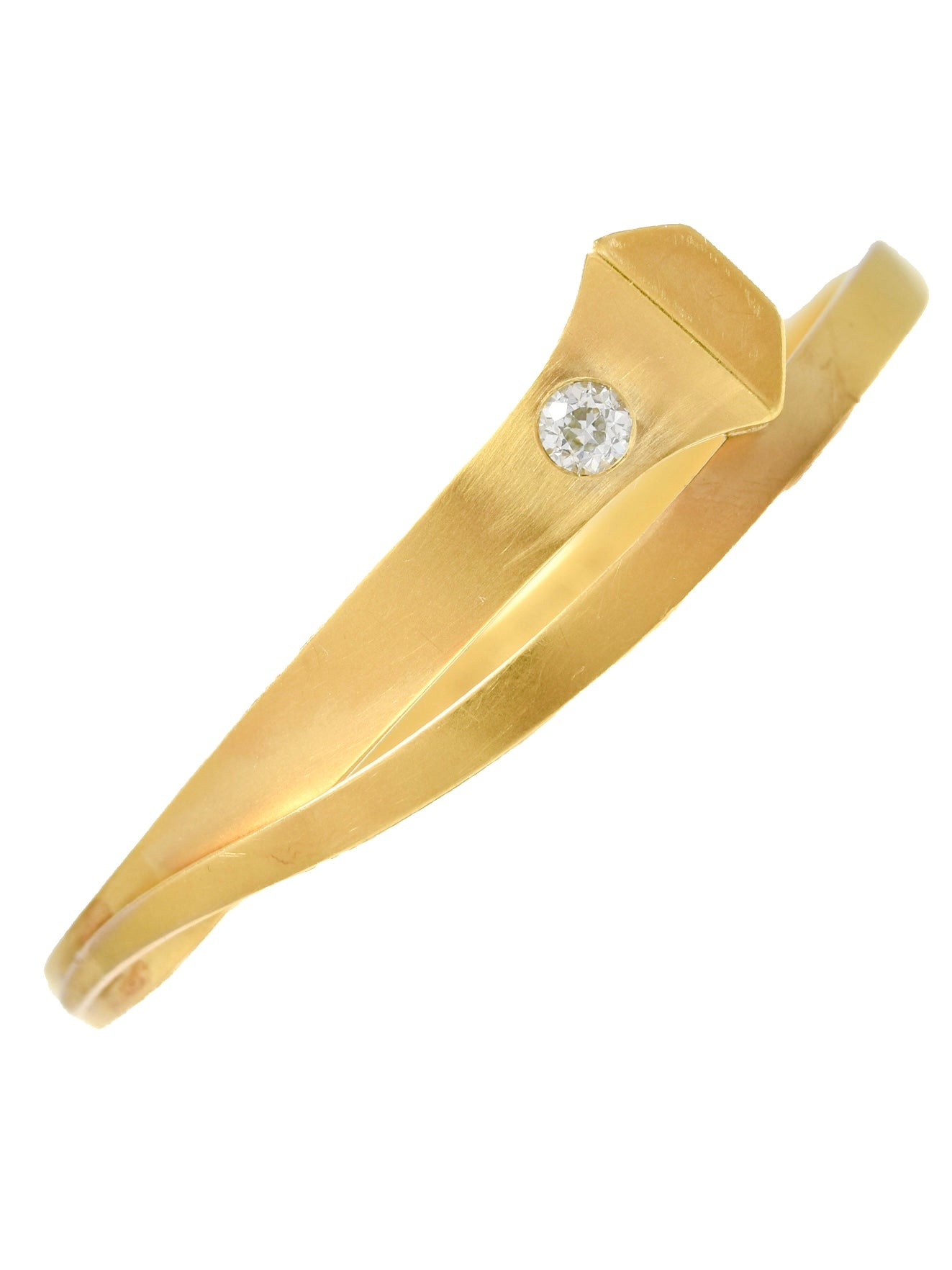 Antique  L. Fritzsche 14K Gold 0.40 CTW Diamond Nail Bangle Bracelet
