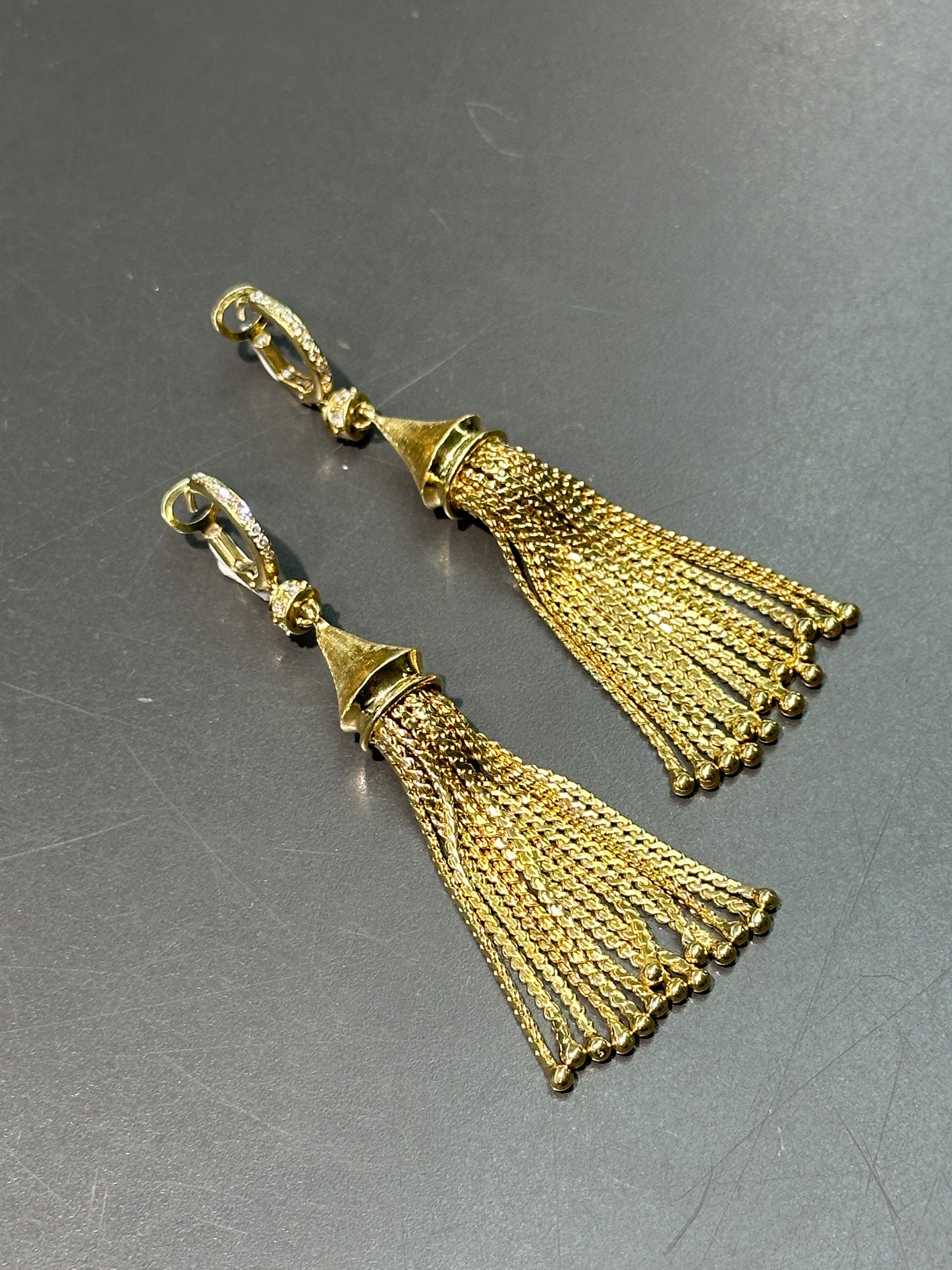 18K Gold Diamond Tassel Earring