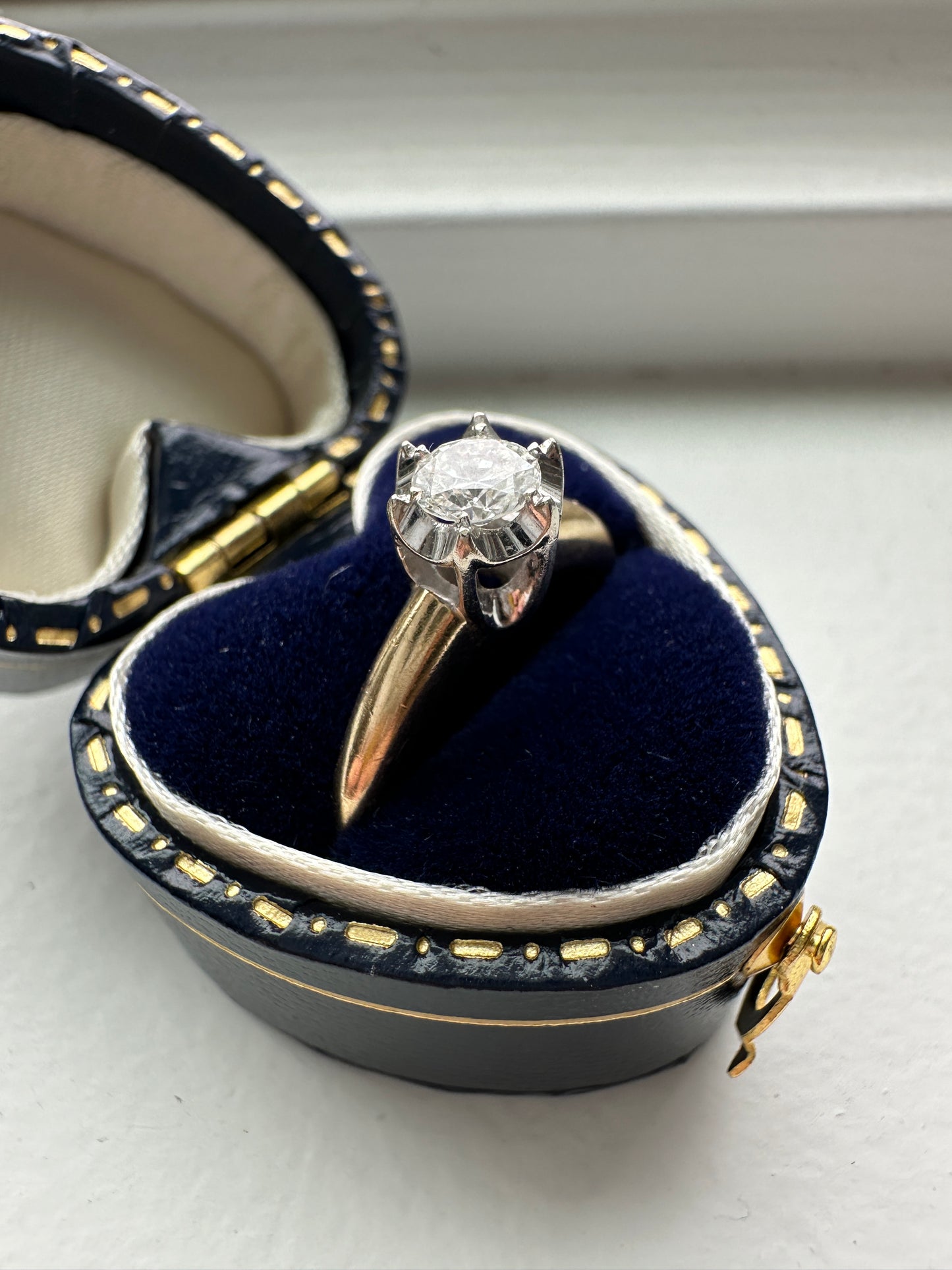 复古 Lady America 14K 金 0.35 CTW 单粒钻石戒指