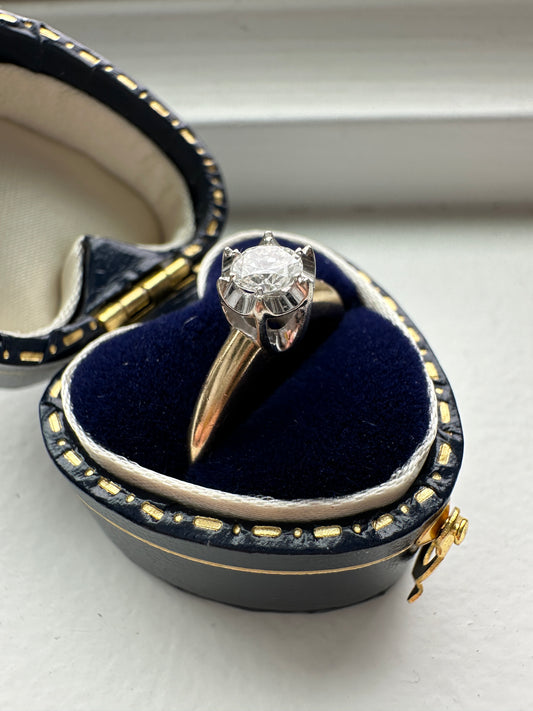 复古 Lady America 14K 金 0.35 CTW 单粒钻石戒指