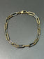 18K Yellow Gold Hollow Two Tone Paper Clip Link Bracelet