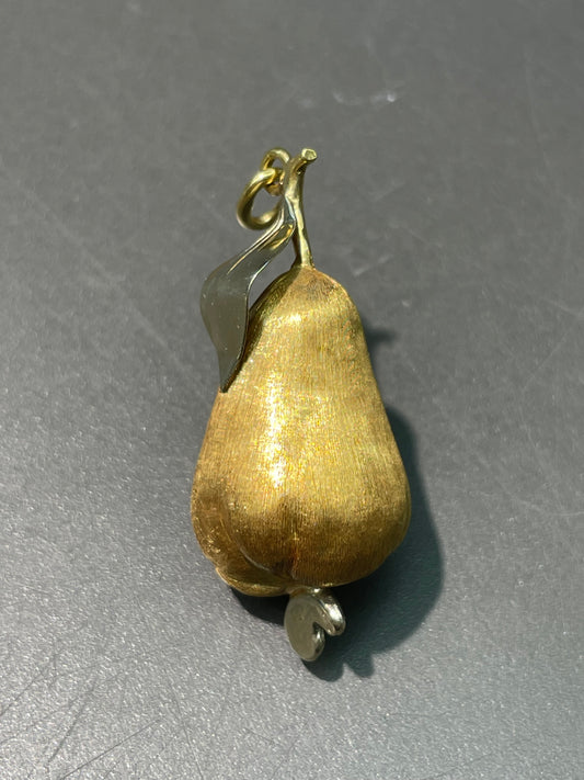 复古 18K 双色金大号梨形吊坠