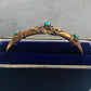 Antique Victorian 14K Gold Natural Turquoise and Seed Bracelet Bangle