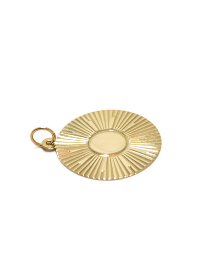 Vintage 14K Yellow Gold Engine Turned Circle Charm