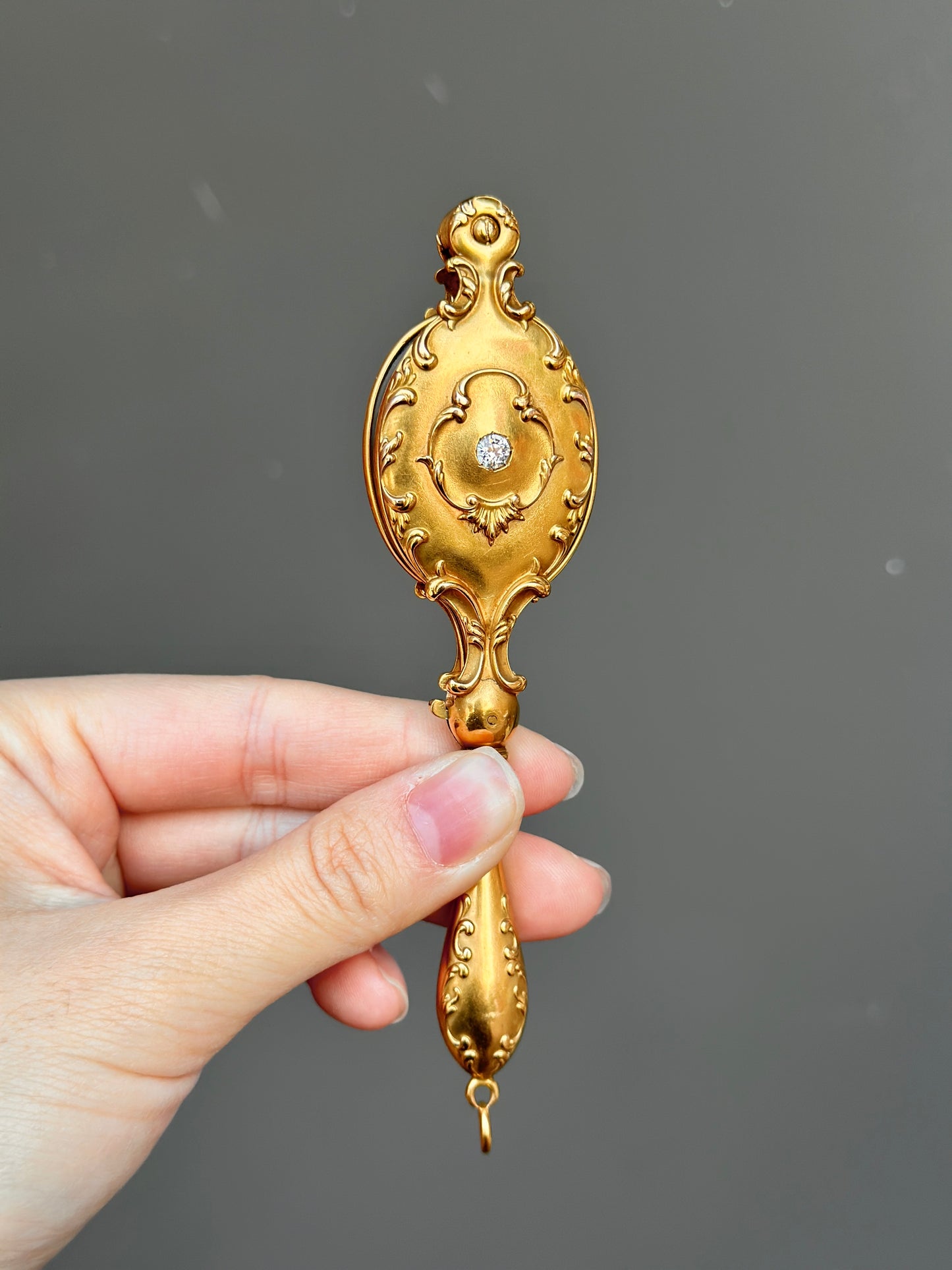 Lorgnette de diamants en or 14 carats Art Nouveau