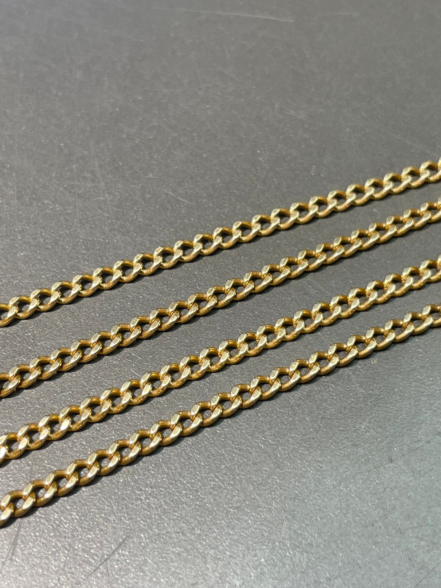 Vintage French 18K Yellow Gold 3.0 mm Curb Link Watch Chain Necklace