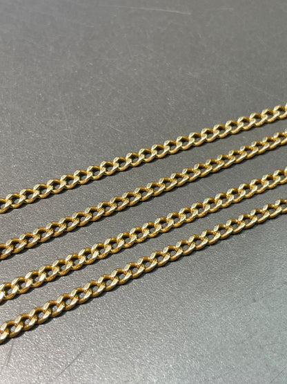 Vintage French 18K Yellow Gold 3.0 mm Curb Link Watch Chain Necklace