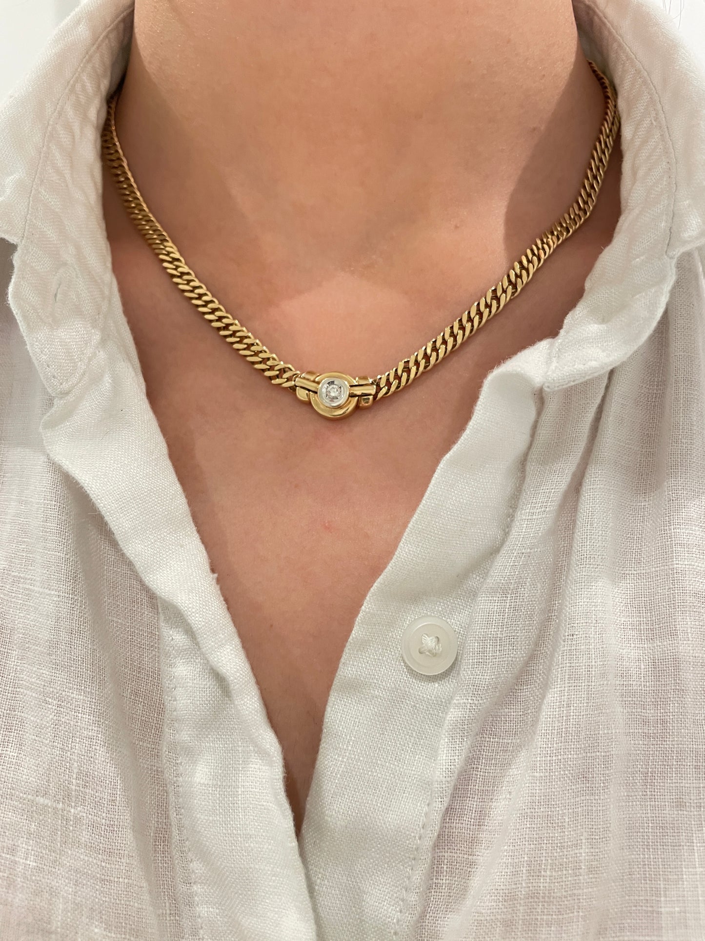 14K Gold 0.18 CTW Diamond Curblink Necklace