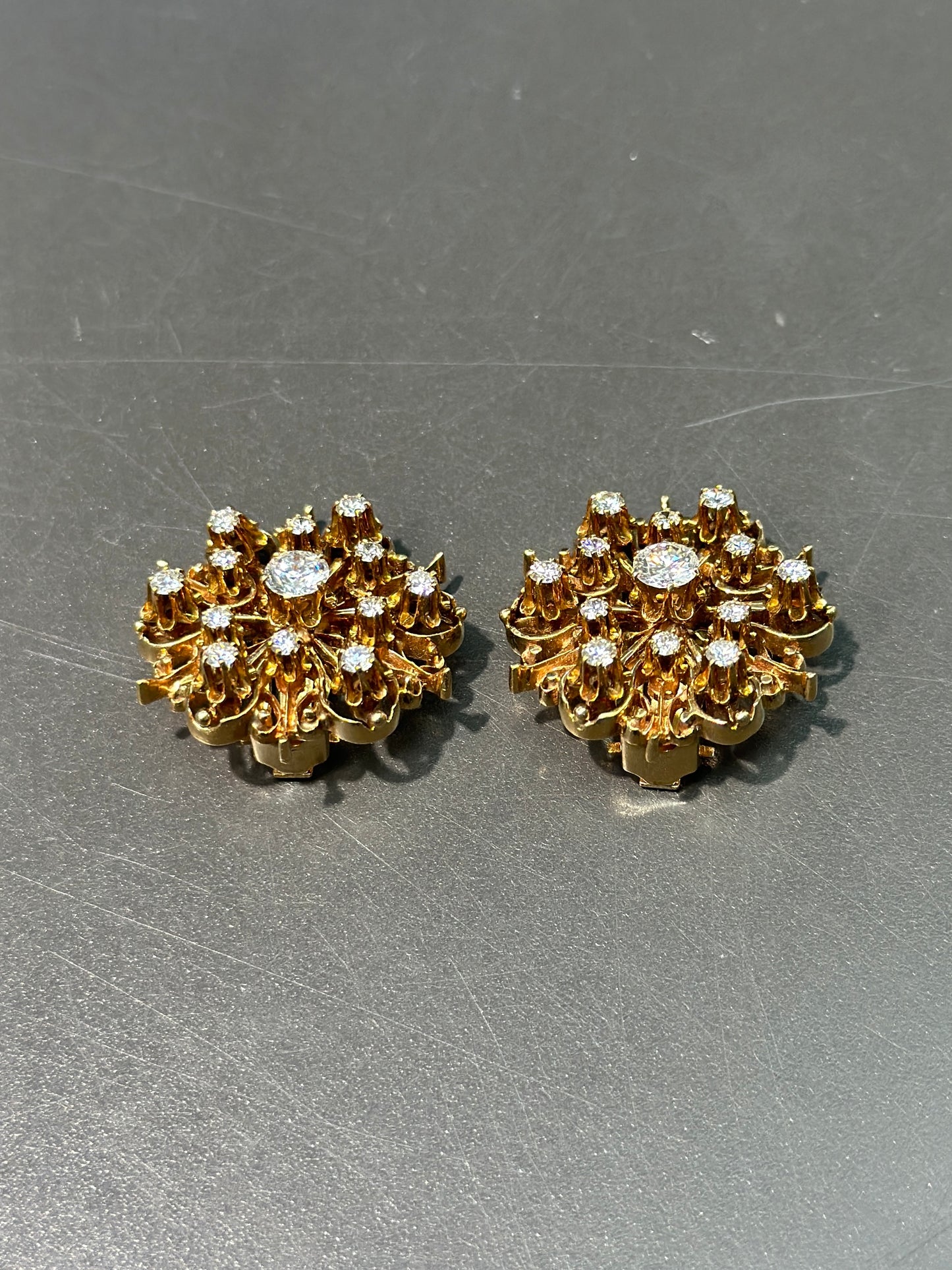 Victorian Style 14K Gold Diamond Cluster Earring