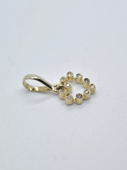 复古 18K 金钻石开心心吊坠