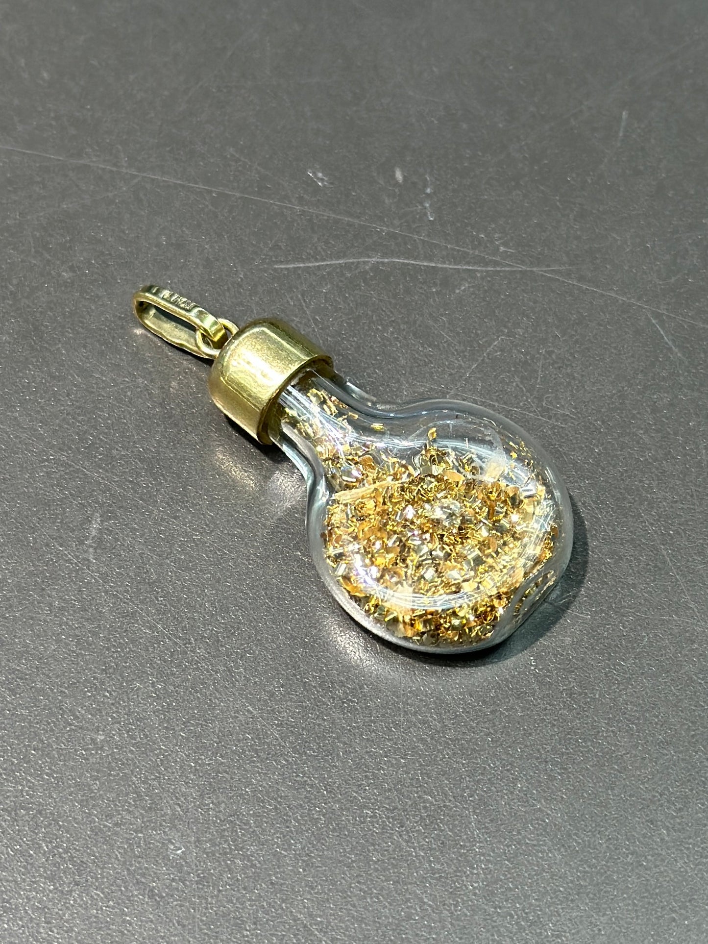 Vintage 14K Gold Gold Dust Bottle Pendant