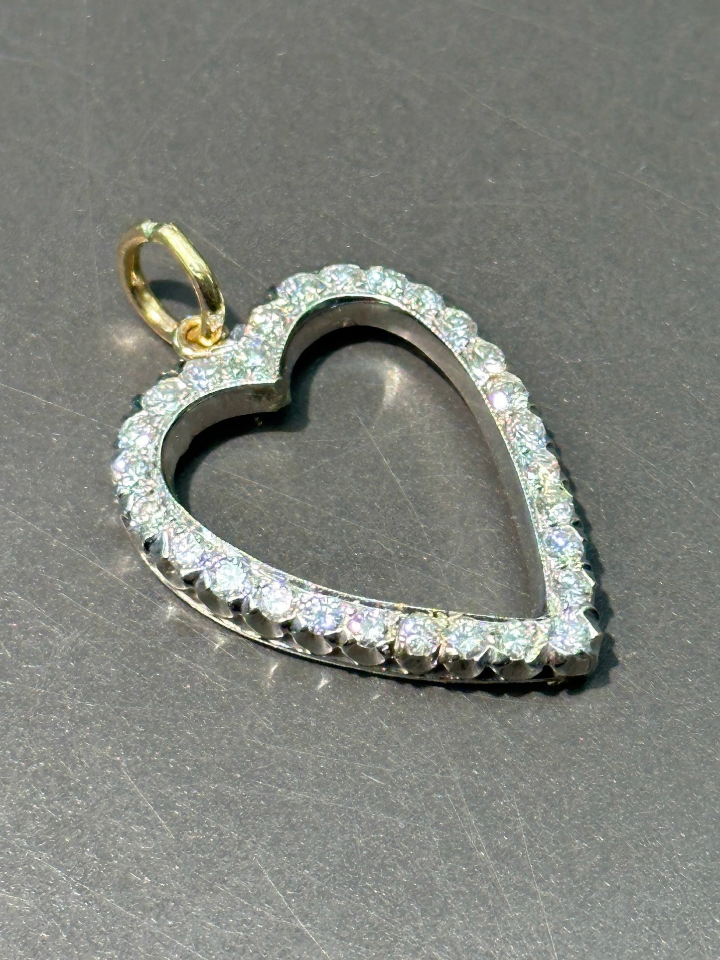 Platinum 0.9 CTW Diamond Open Heart Pendant