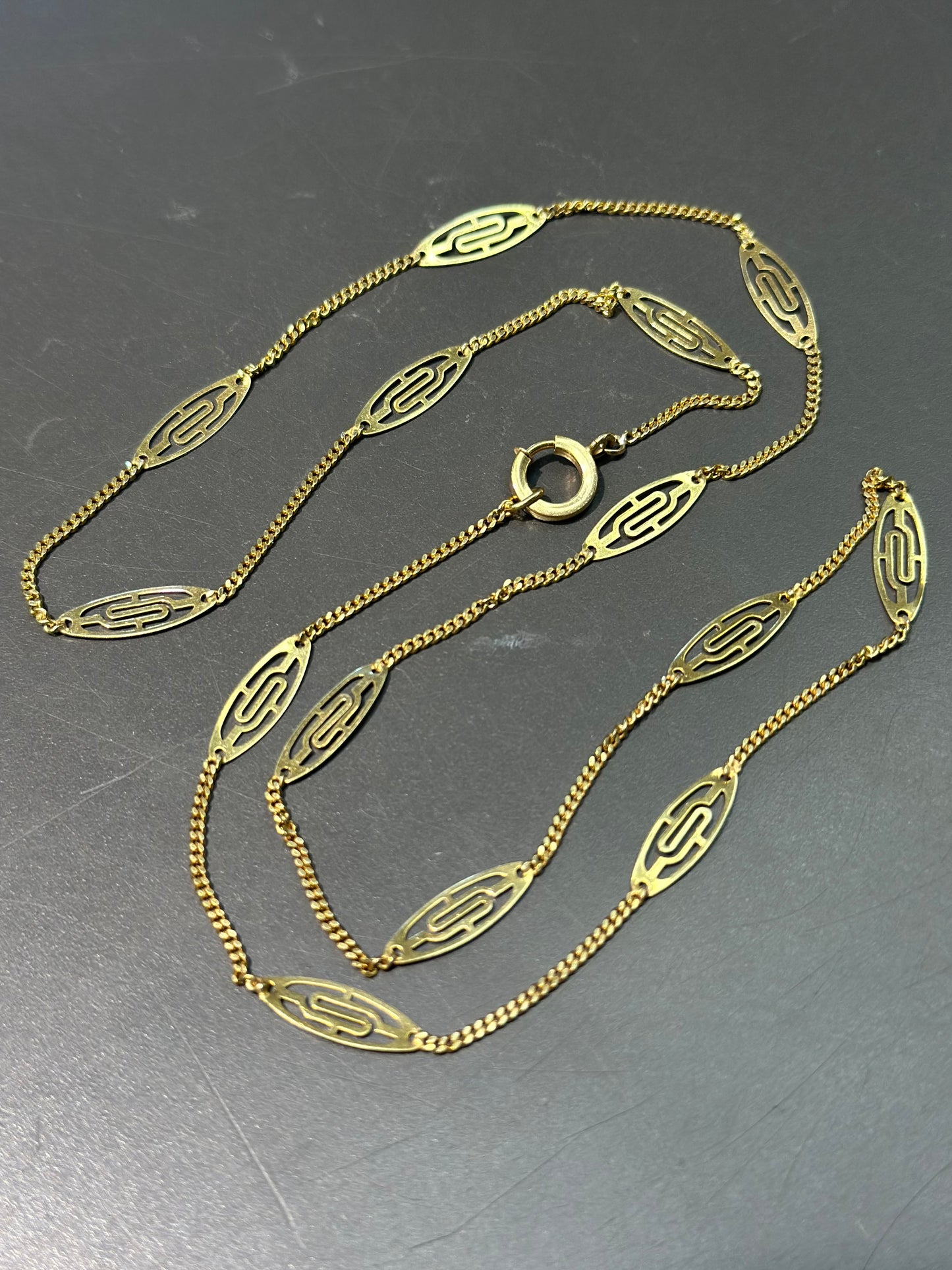 复古 14K 金花丝链项链