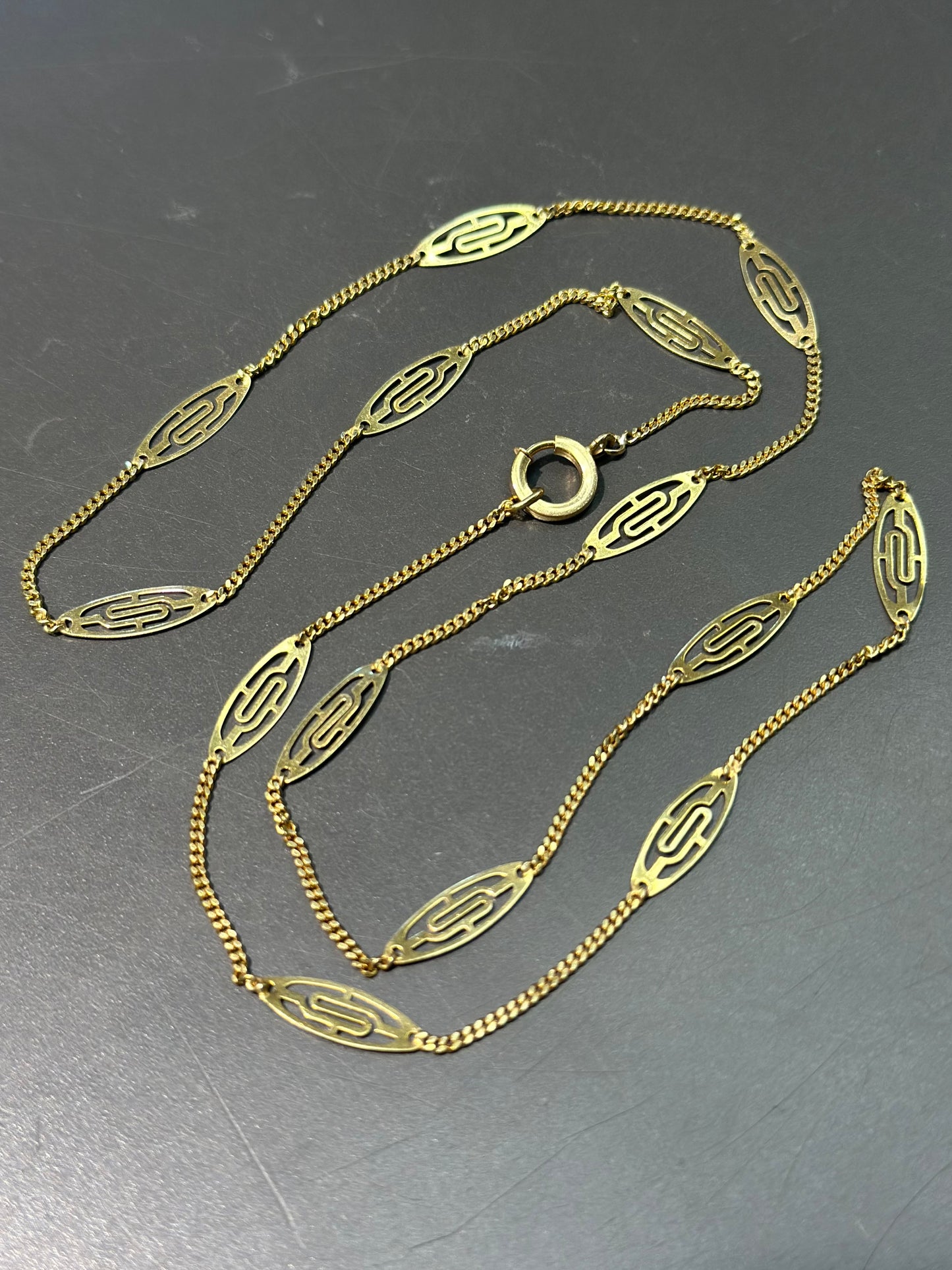 Vintage 14K Gold Filigree Chain Necklace 22.0 inch