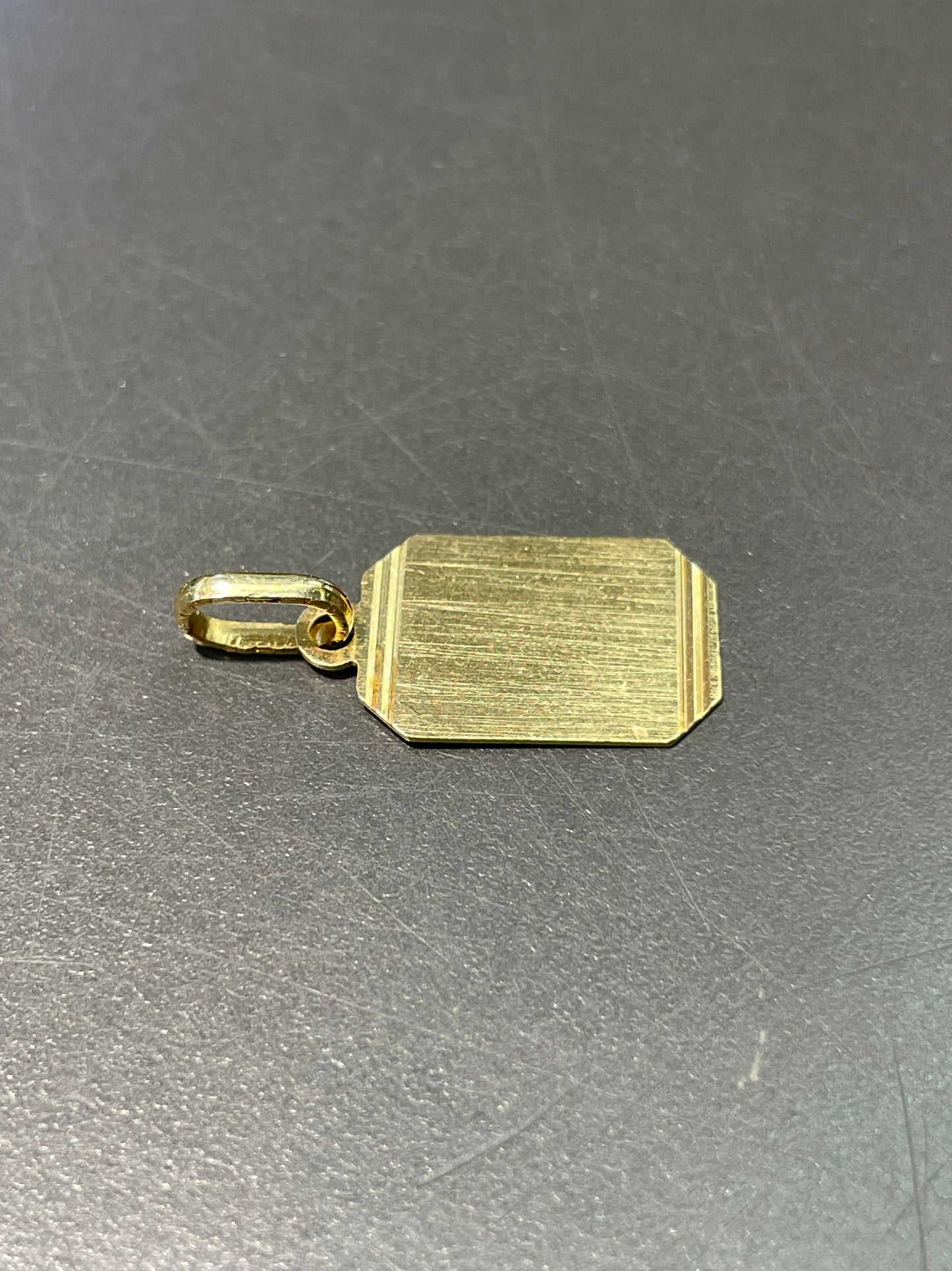 Vintage 18K Yellow Gold Mini Dog Tag Charm Pendant