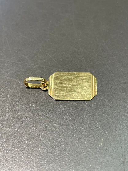 Vintage 18K Yellow Gold Mini Dog Tag Charm Pendant