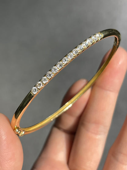 14K Gold 0.98 CTW Diamond Bangle Bracelet