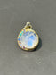 18K Yellow Gold Moonstone Turquoise Sapphire Crescent Charm