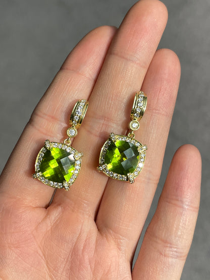Charles Krypell 18K Gold Peridot Diamond Earring
