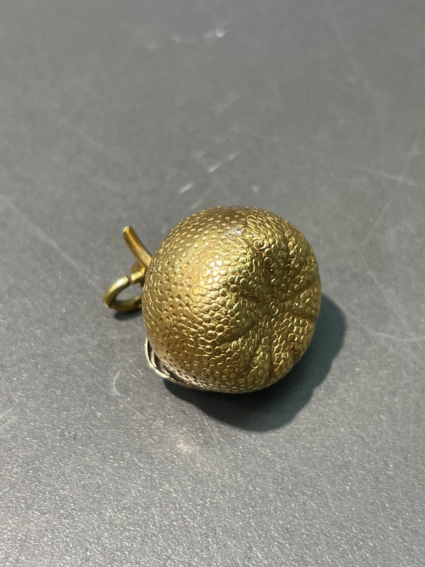 复古 18K 双色金大号橘色吊坠