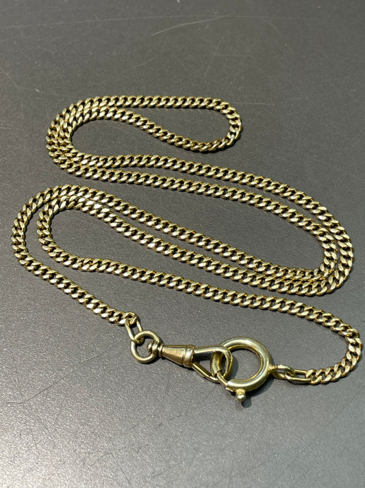 Vintage 18K Yellow Gold 3.0 mm Curb Link Watch Chain Necklace 23.5 inch