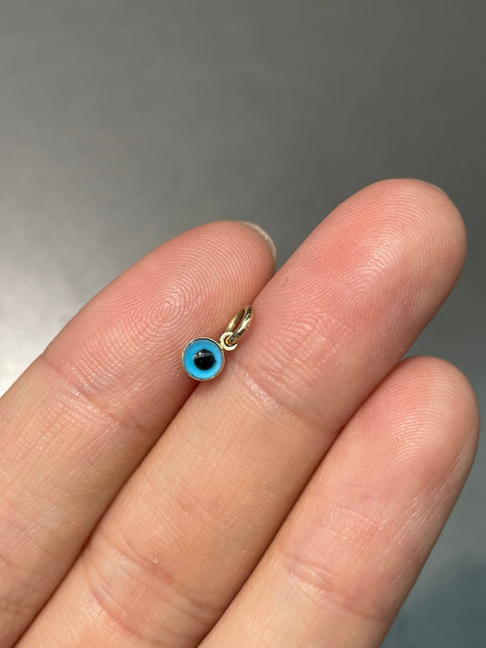 14K Yellow Gold Mini Evil Eye Charm Pendant