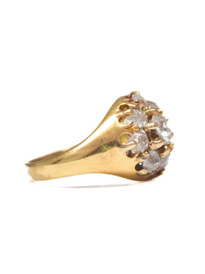 Antique 18K Gold 2.25 CTW Diamond Cluster Ring