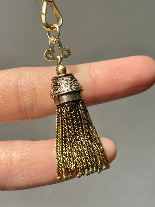 Antique 14K Yellow Gold Enamel Tassel Charm Pendant