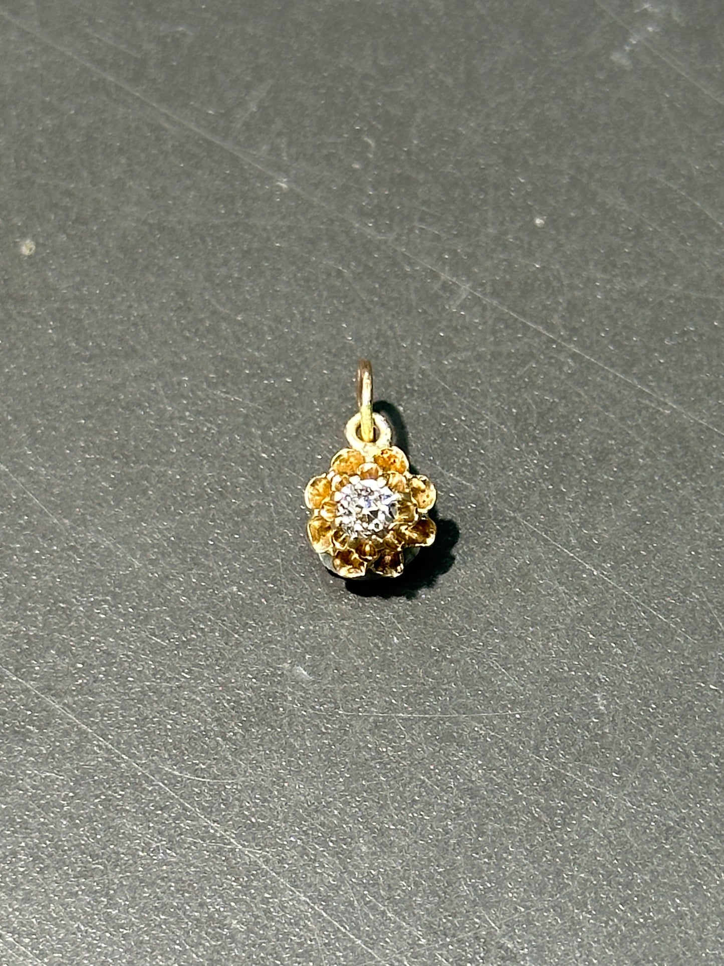 Victorian 14K Gold Diamond Buttercup Charm