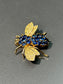 Broche pendentif abeille saphir en or 14 carats vintage