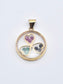 Vintage 14K Gold Sapphire Ruby Emerald Clover Shaker Charm