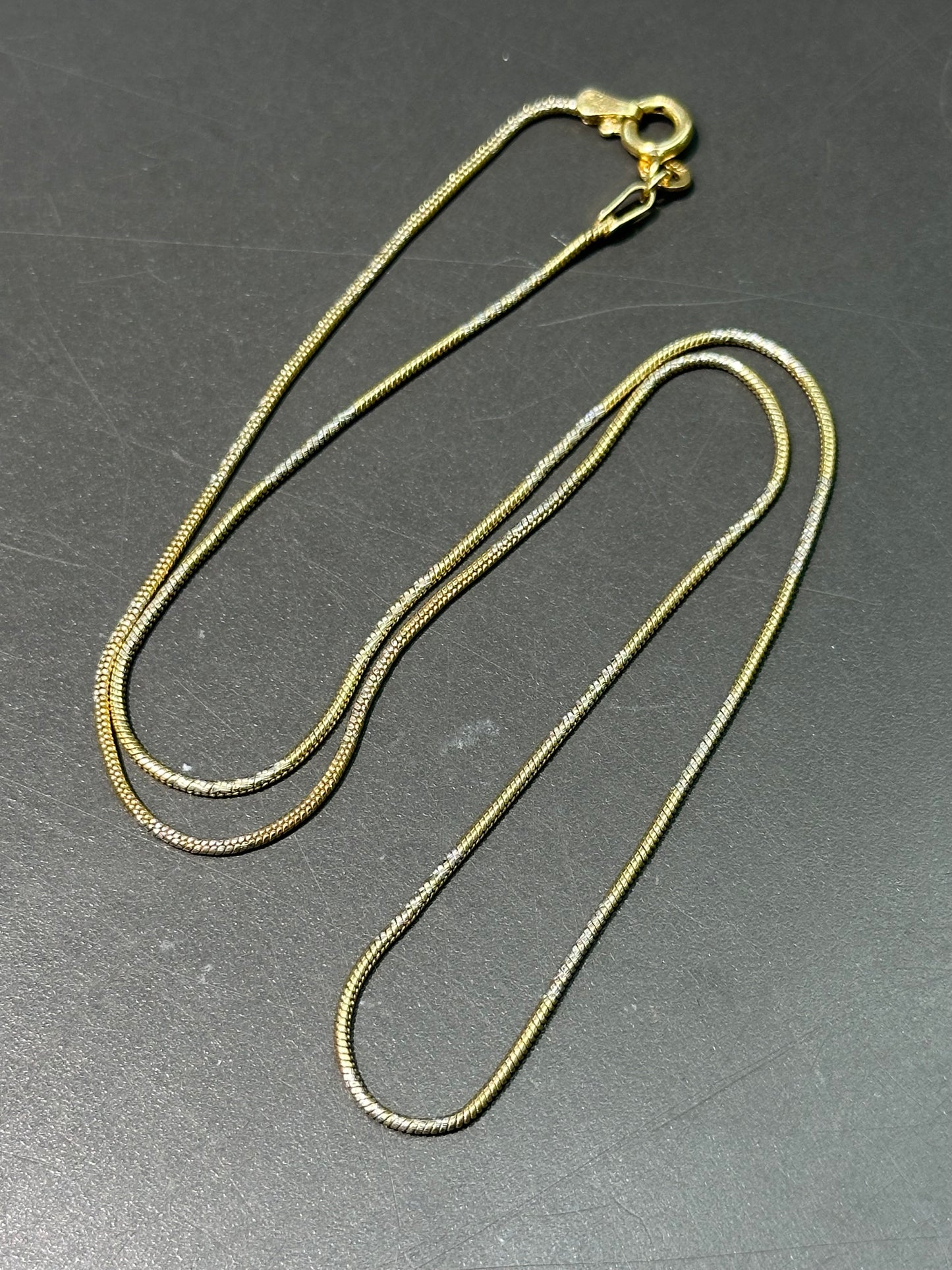 Vintage 18K Gold Two Tone Snake Chain Necklace