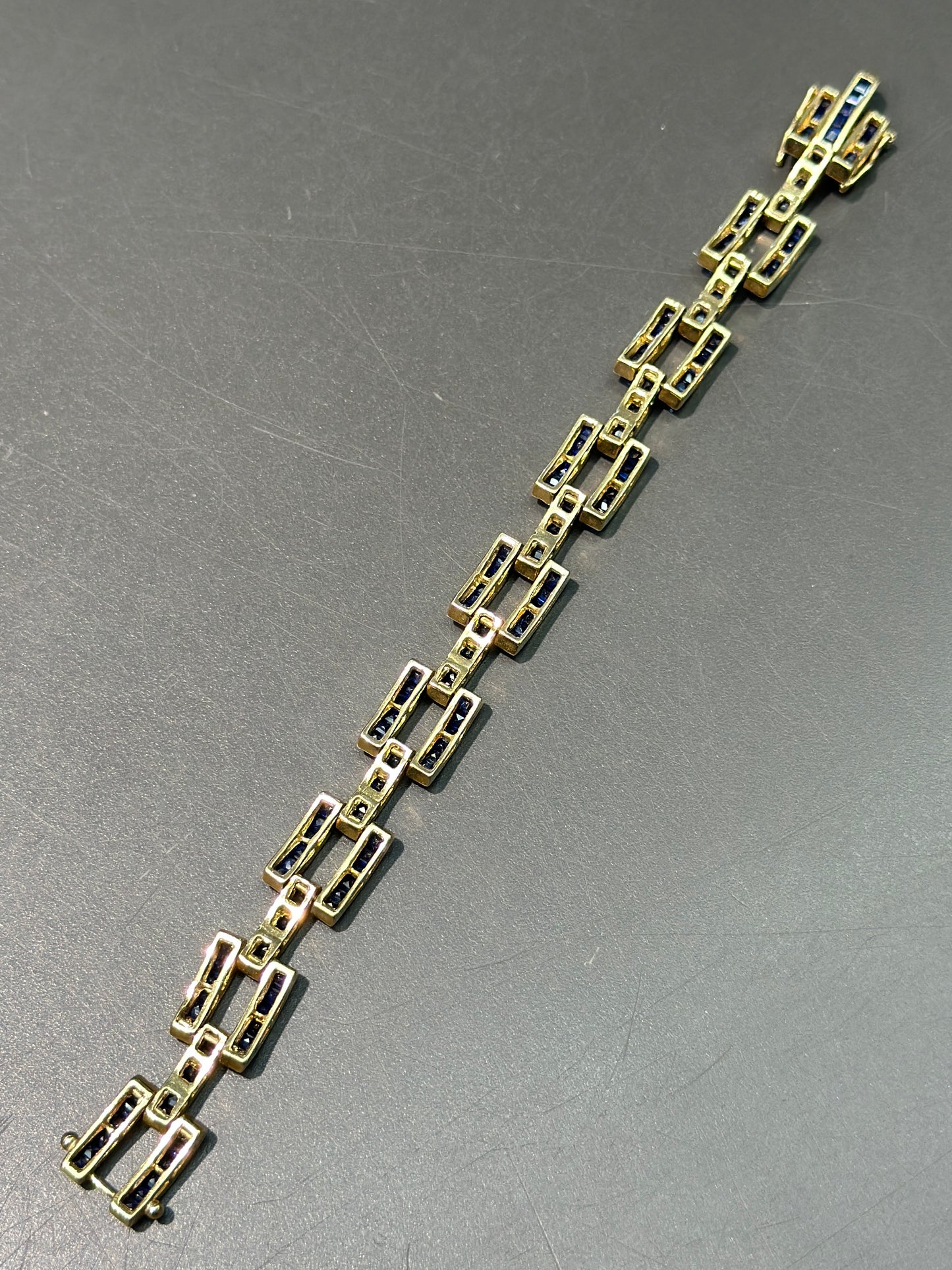 Vintage 14K Gold Natural Sapphire Woven  Bracelet