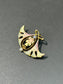 Art Nouveau 14K Gold Ginkgo Leaf Diamond and Pearl Enamel Brooch