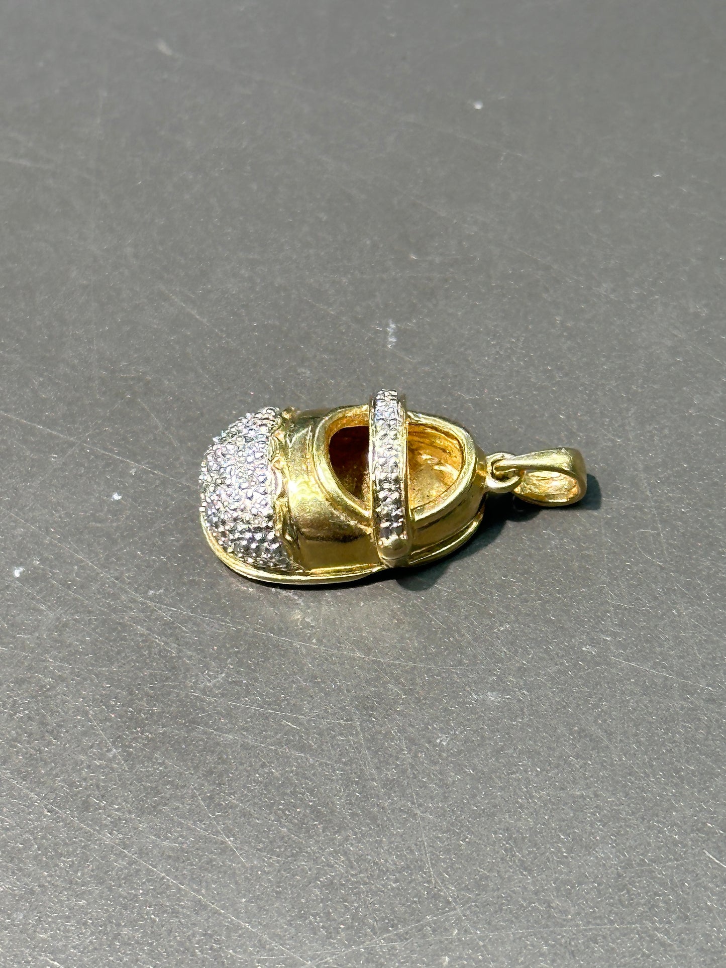 Vintage 14K Gold 0.12 CTW Diamond Baby Shoe Charm