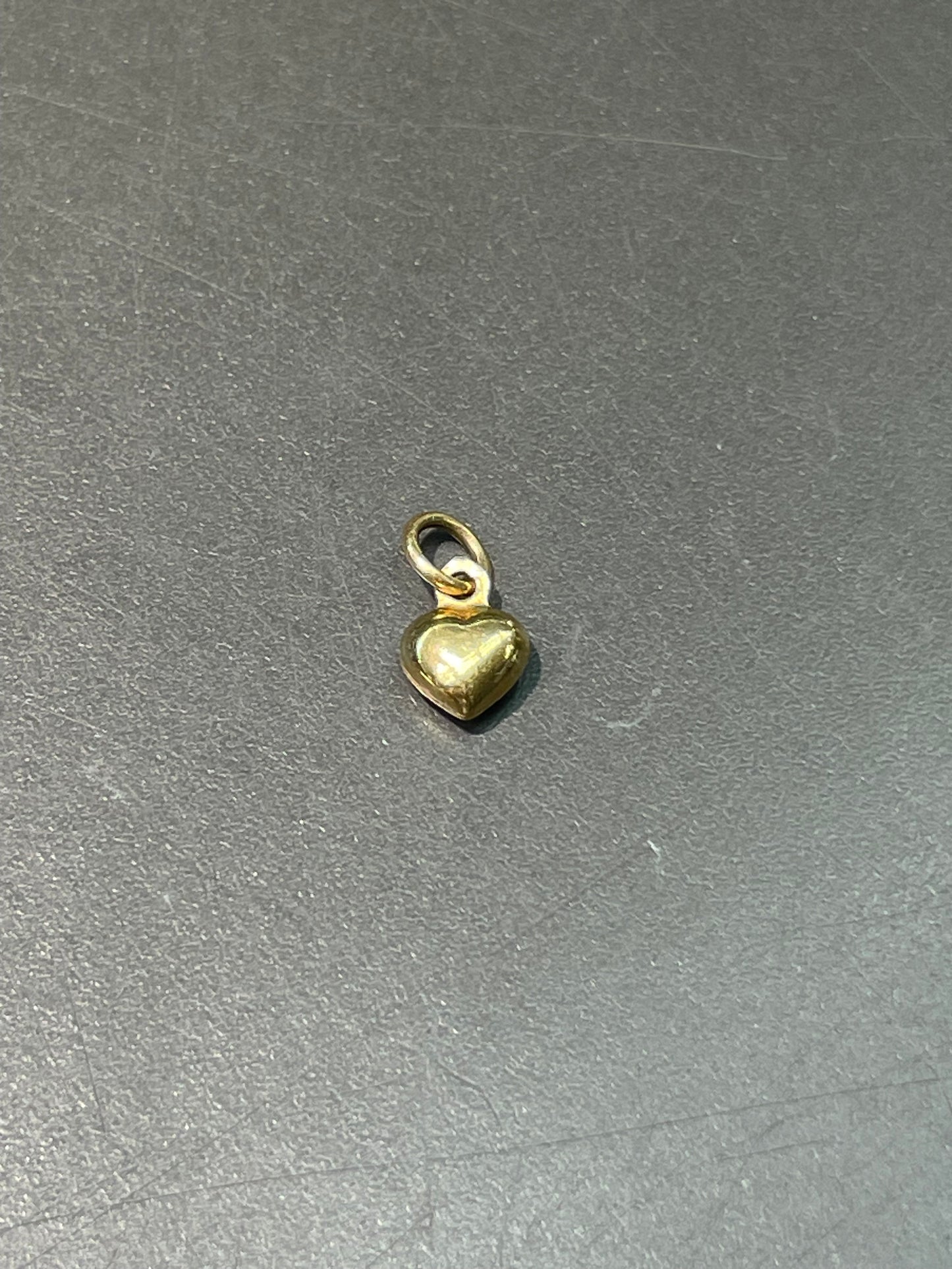 14K Gold Miniature Puffy Heart Charm Pendant