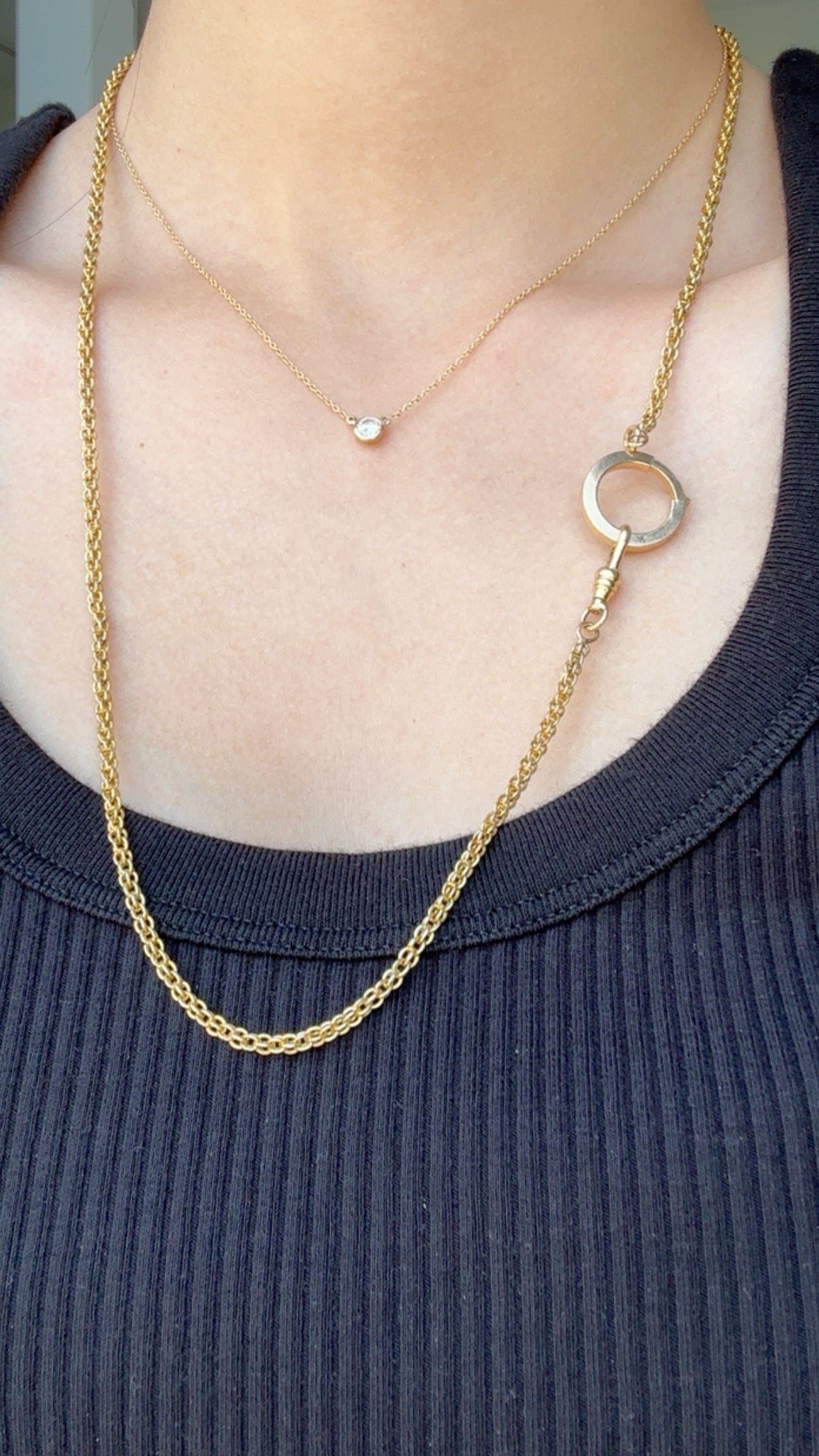 Antique 15K Yellow Gold Fancy Link Watch Chain 24.5”