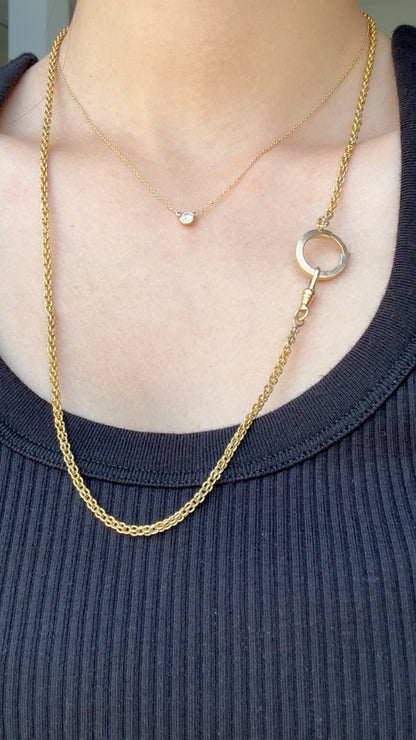 Antique 15K Yellow Gold Fancy Link Watch Chain 24.5”