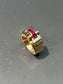 Retro 18K Gold Ruby and Diamond Tank Ring