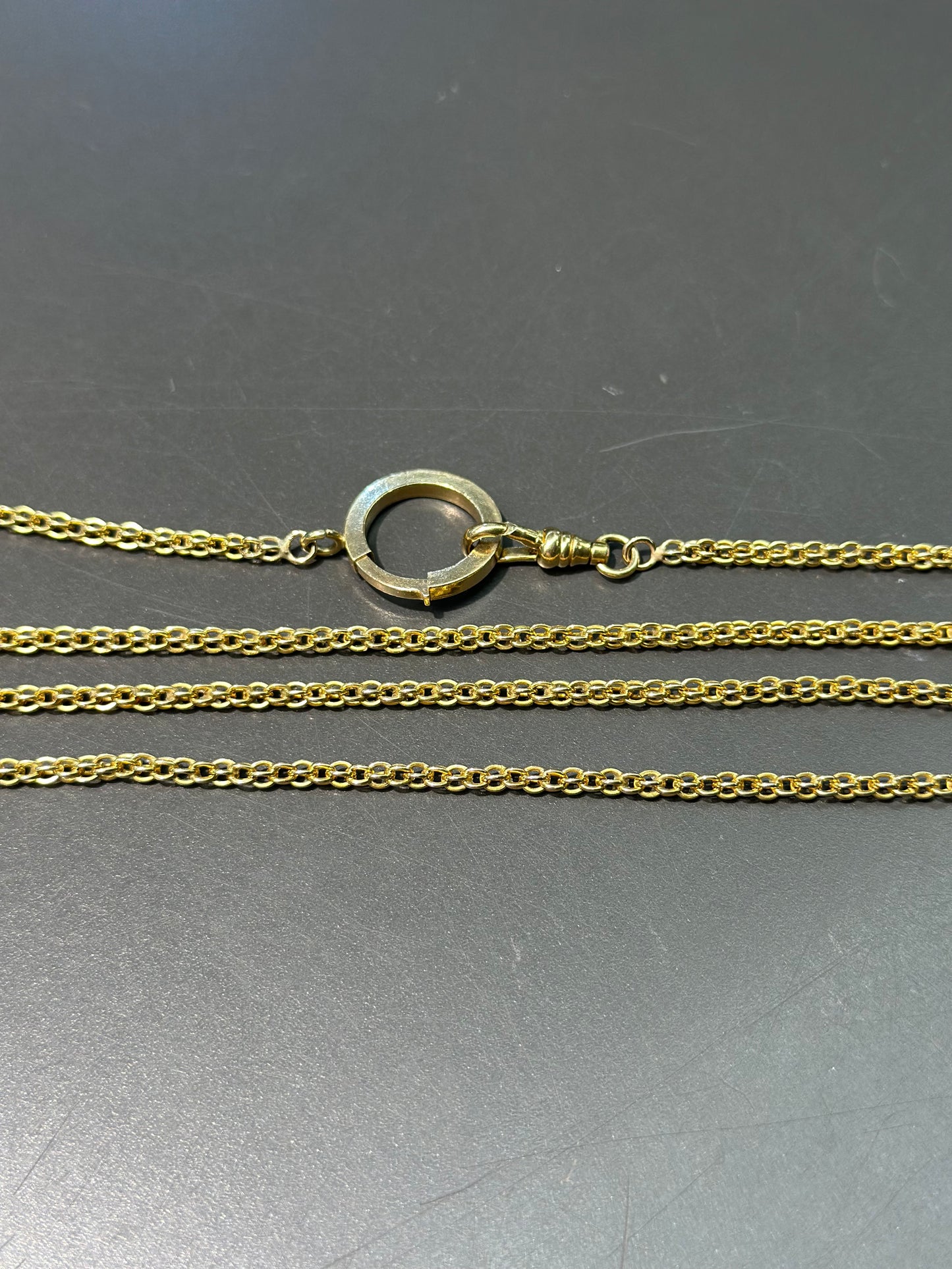 Antique 15K Yellow Gold Fancy Link Watch Chain 24.5”