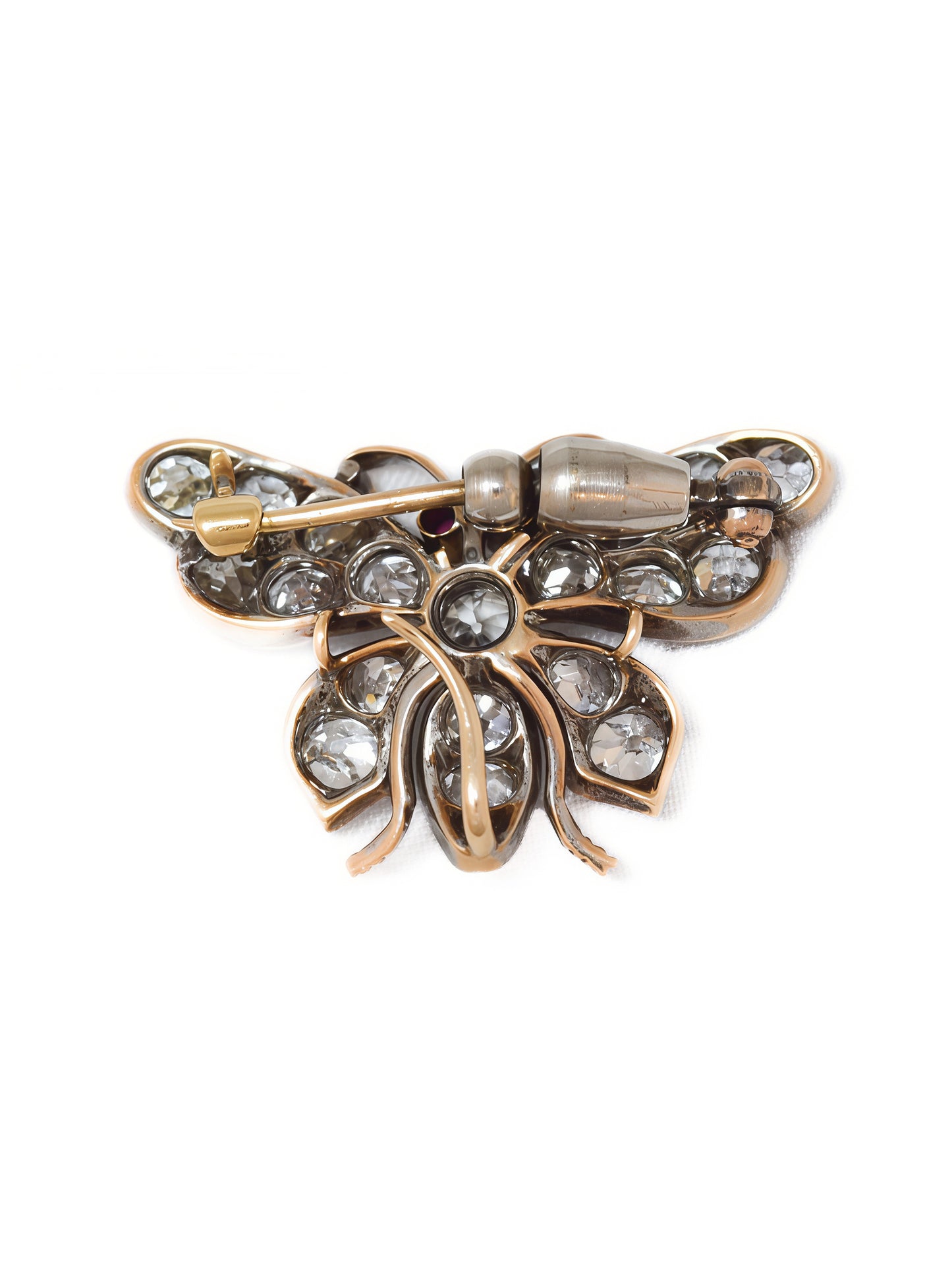 Antique 14K Gold Diamond 4.41 CTW Butterfly Brooch