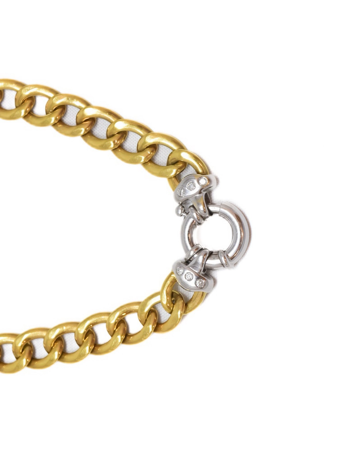 18K Two-Tone Diamond Curblink Chain Necklace