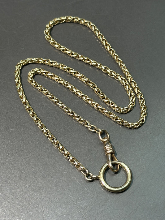 Vintage 14K Gold Woven Link Watch Chain Necklace 19.0 inch