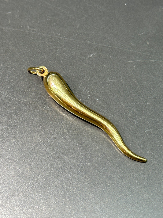 18K Gold Hollow X-Large Italian Horn Pendant